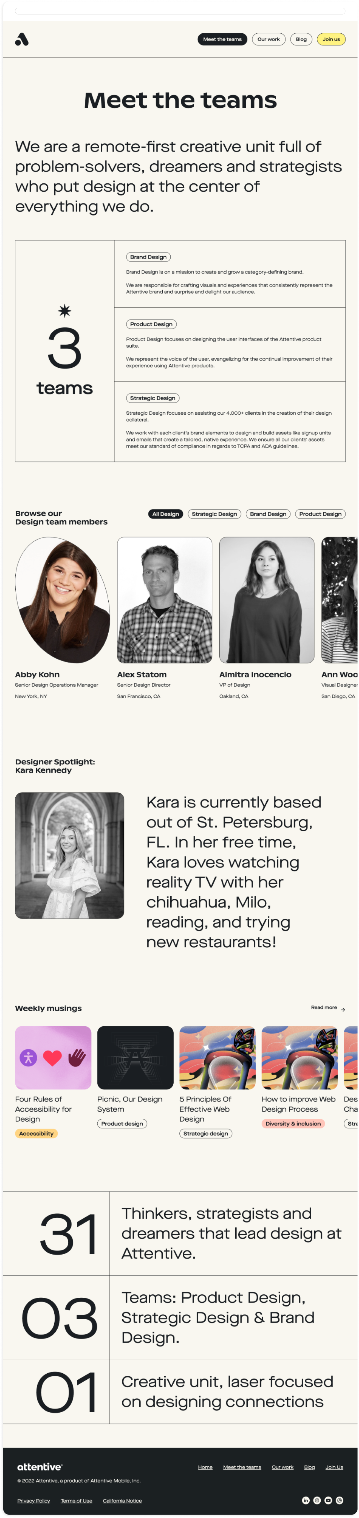 Attentive design blog: meet the teams page