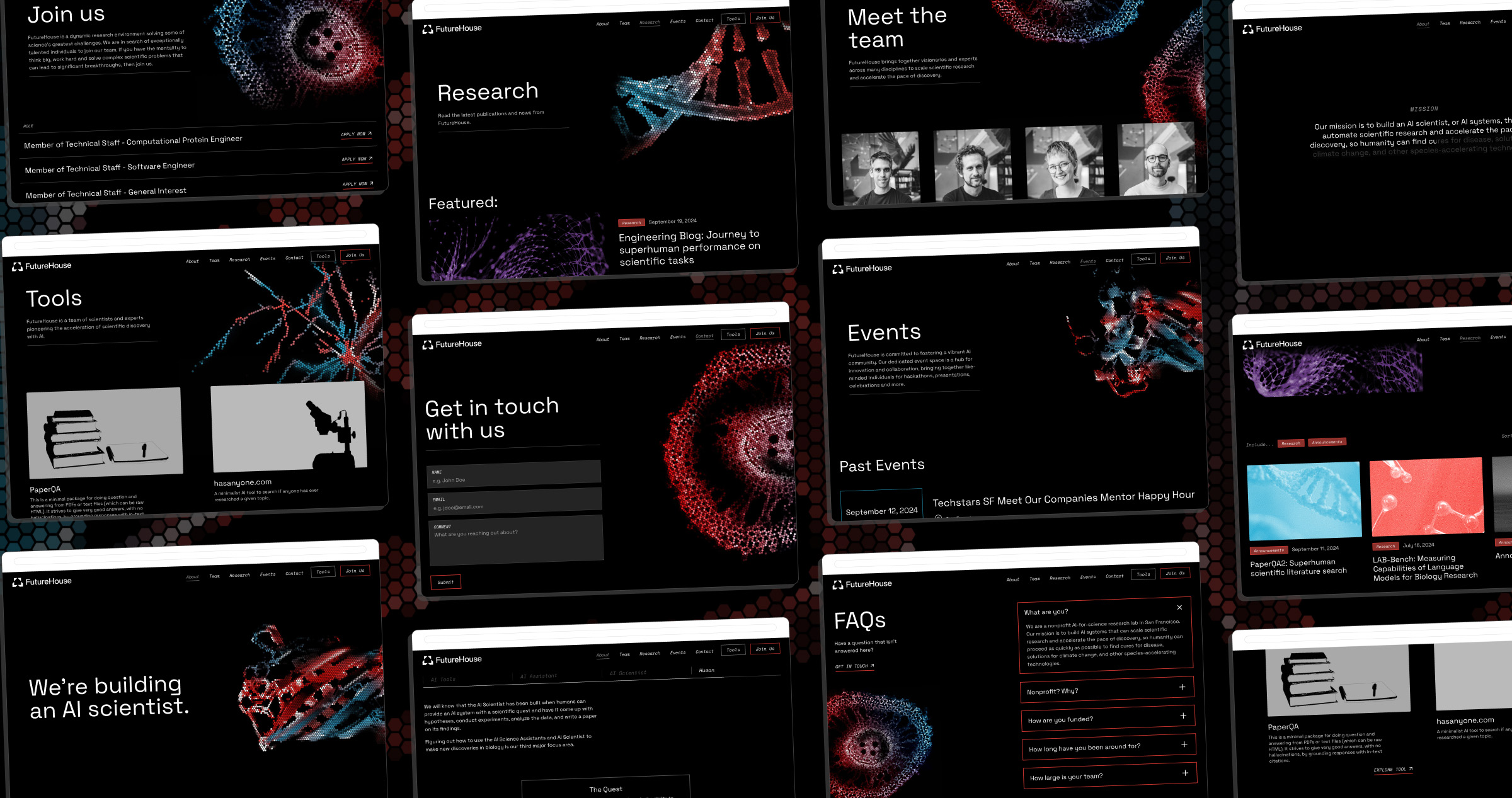 Website preview pages for FutureHouse